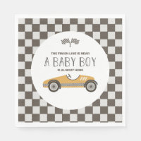 Baby Shower de coches de carreras amarillas vintag