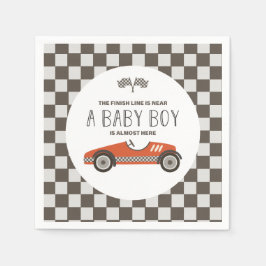 Servilleta De Papel Baby Shower de coches de carreras rojas vintage