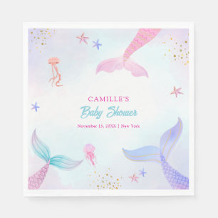 Servilleta De Papel Baby Shower de cola de sirena de verano en el océa