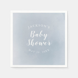 Servilleta De Papel Baby Shower de color azul turbio y personalizado