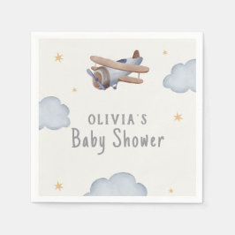 Servilleta De Papel Baby Shower De Color De Agua Gris Y Beige