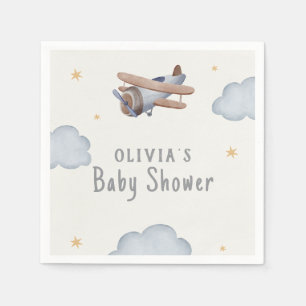 Servilleta De Papel Baby Shower De Color De Agua Gris Y Beige