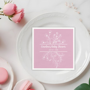 Servilleta De Papel Baby Shower de color rosa Floral Vintage