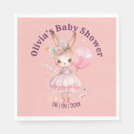 Servilleta De Papel Baby Shower de Conejo Rosa Cute