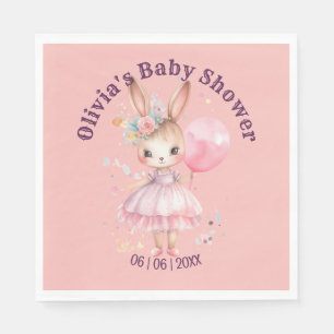 Servilleta De Papel Baby Shower de Conejo Rosa Cute