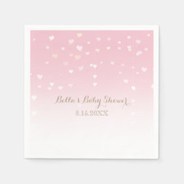 Servilleta De Papel Baby Shower de confetti de corazón rosado