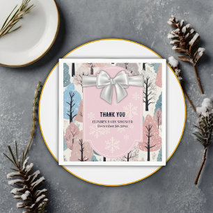 Servilleta De Papel Baby Shower de copas de nieve del bosque de invier