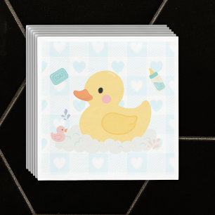 Servilleta De Papel Baby Shower de Corazones Azules de Duck de goma