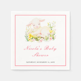 Servilleta De Papel Baby Shower de cordero de primavera