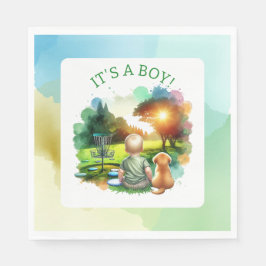 Servilleta De Papel Baby Shower de Cute Disk Golf Boy | It's a Boy!