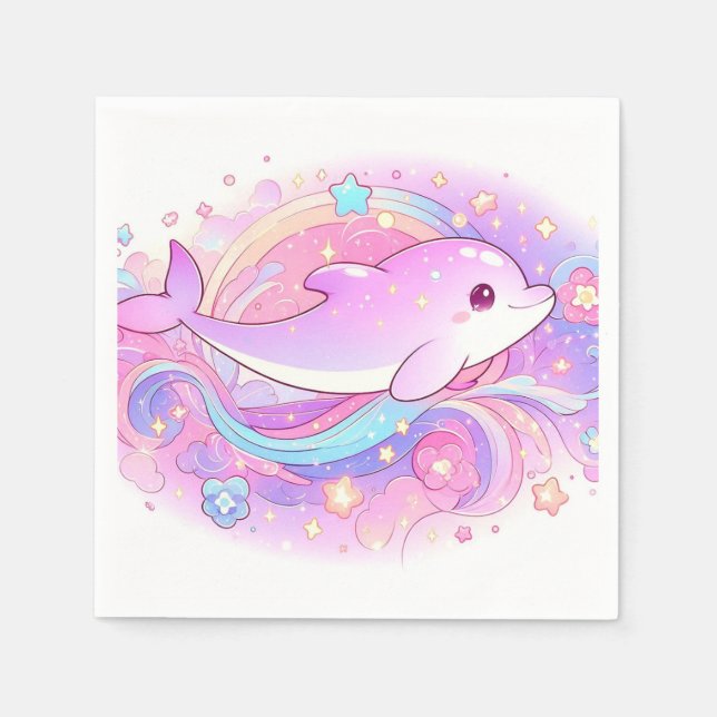 Servilleta De Papel Baby Shower de delfín mágico (Anverso)