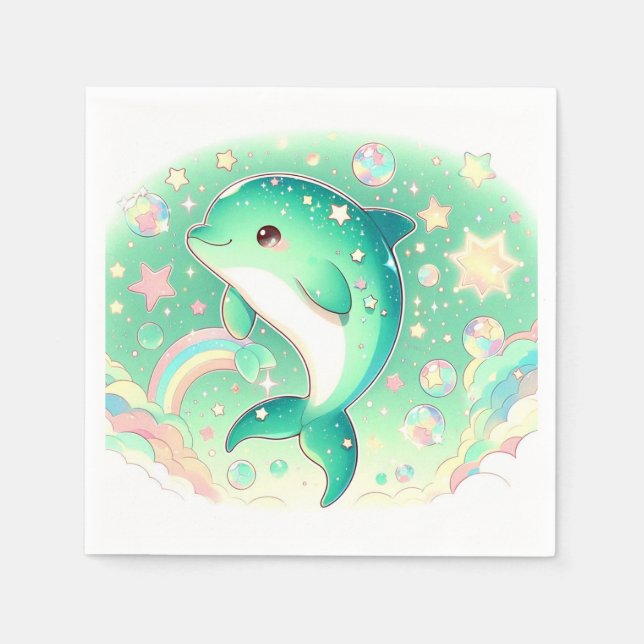 Servilleta De Papel Baby Shower de delfín simple y simple (Anverso)