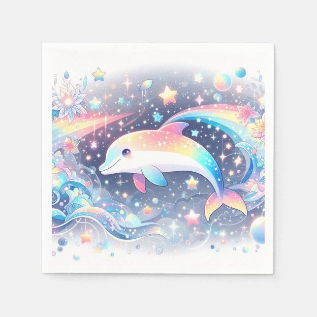 Servilleta De Papel Baby Shower de delfines pequeños encantados (Anverso)