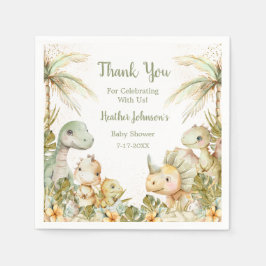 Servilleta De Papel Baby Shower de Dinosaurio Neutral Boho