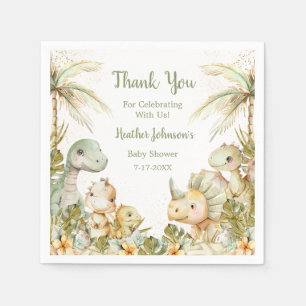 Servilleta De Papel Baby Shower de Dinosaurio Neutral Boho