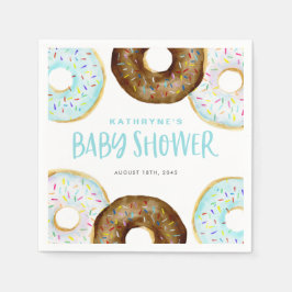 Servilleta De Papel Baby Shower de donuts azules y de chocolate