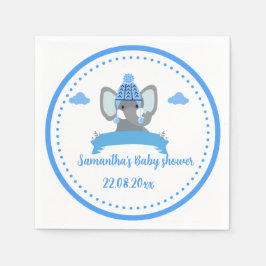 Servilleta De Papel Baby Shower de elefante azul ruso personalizado
