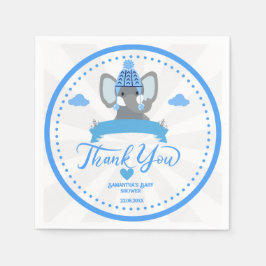 Servilleta De Papel Baby Shower de elefante azul ruso personalizado