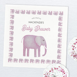 Servilleta De Papel Baby Shower de Elefante Rosa