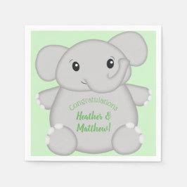 Servilleta De Papel Baby Shower de Elefante Verde