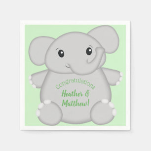 Servilleta De Papel Baby Shower de Elefante Verde