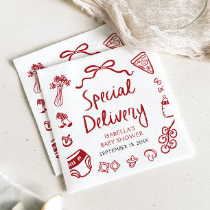 Servilleta De Papel Baby Shower de entrega especial de pizza de mano r