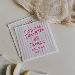 Servilleta De Papel Baby Shower de entrega especial rosa dibujado a ma