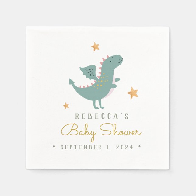 Servilleta De Papel Baby Shower de Fairytale Cute Dragon (Anverso)