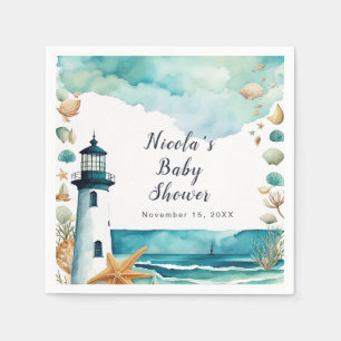 Servilleta De Papel Baby Shower de faro náutico
