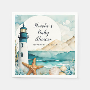 Servilleta De Papel Baby Shower de faro náutico