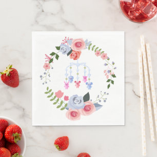 Servilleta De Papel Baby Shower de Floral móvil para bebés animales