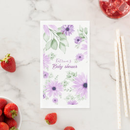 Servilleta De Papel Baby Shower de Flores de color de agua violeta per