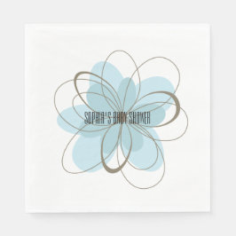 Servilleta De Papel Baby Shower de flores grises azules