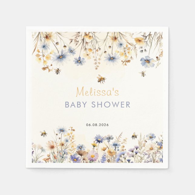 Servilleta De Papel Baby Shower de Flores Silvestres Primavera (Anverso)