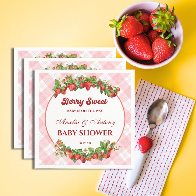 Servilleta De Papel Baby Shower de fresa rosa dulce (Subido por el creador)