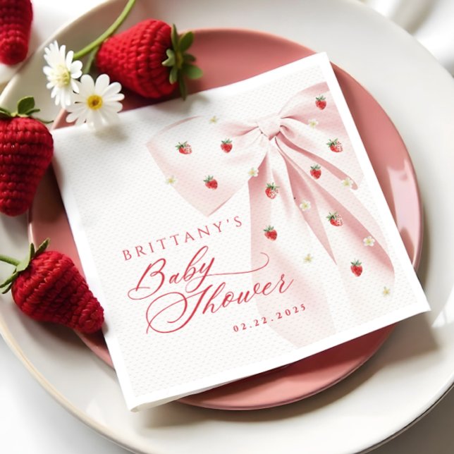 Servilleta De Papel Baby Shower de fresas rosadas (Subido por el creador)