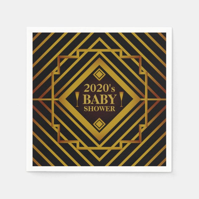 Servilleta De Papel Baby Shower de Gatsby Gold 2020 (Anverso)
