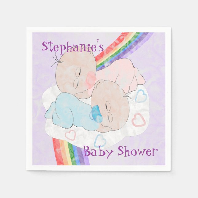 Servilleta De Papel Baby Shower de gemelos (Anverso)