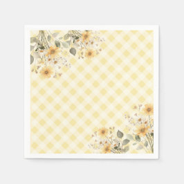 Servilleta De Papel Baby Shower de gingham amarillo