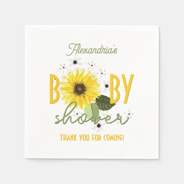 Servilleta De Papel Baby Shower de girasol (Anverso)
