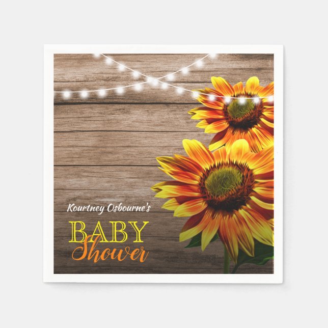 Servilleta De Papel Baby Shower de girasol ruso (Anverso)