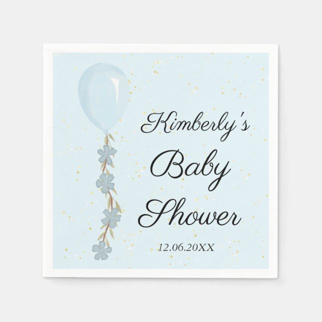 Servilleta De Papel Baby Shower de globo azul cutáneo (Anverso)