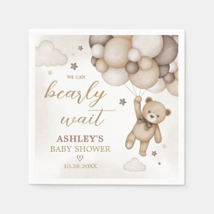 Servilleta De Papel Baby Shower de globo Bear Brown
