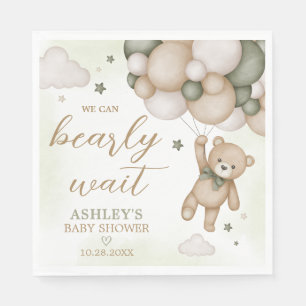Servilleta De Papel Baby Shower de globo de oso verde
