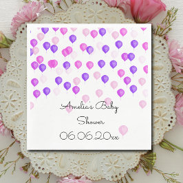 Servilleta De Papel Baby Shower de globo Púrpura Rosa Personalizado