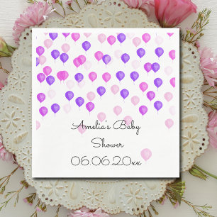 Servilleta De Papel Baby Shower de globo Púrpura Rosa Personalizado