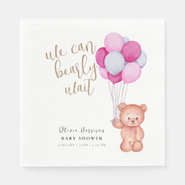 Servilleta De Papel Baby Shower de globo rosa Bear Wait Bear Bear