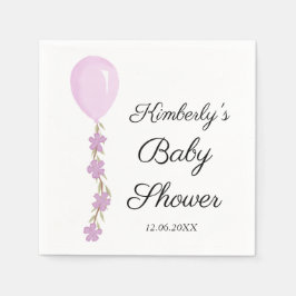 Servilleta De Papel Baby Shower de globo rosado