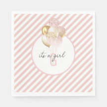 Baby Shower de globos rosados y dorados