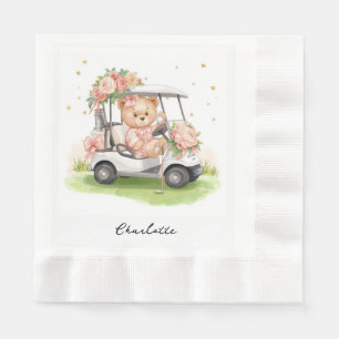Servilleta De Papel Baby Shower de Golf Girl con osito de peluche en c